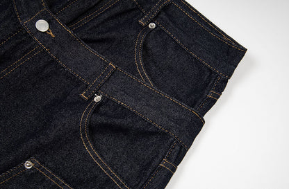 Fake Layered Double-Waist Wide Leg Denim Short Pants WN25667