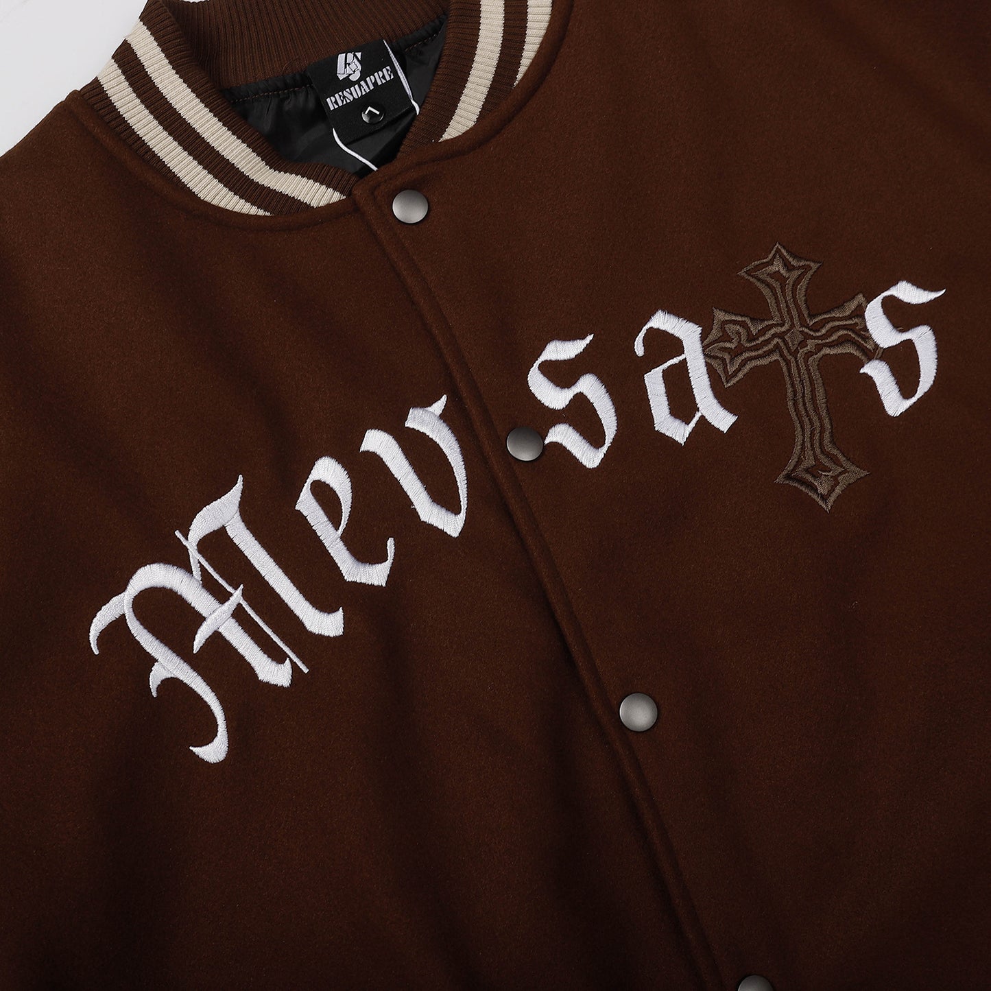 Letter Embroidery PU Leather Patchwork Baseball Jacket WN11573