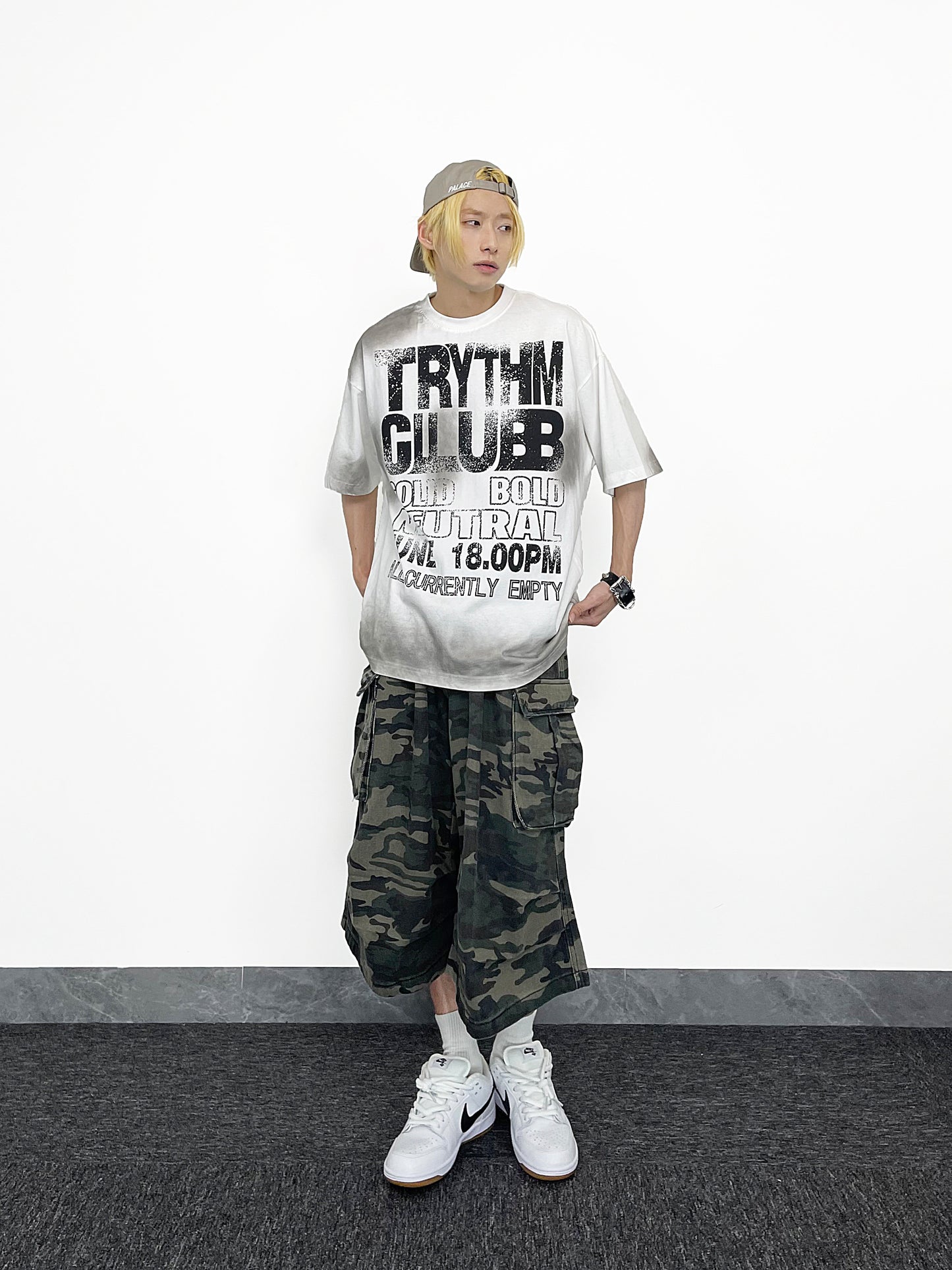 Tie Dye Letter Dirty Short Sleeve T-Shirt WN24253