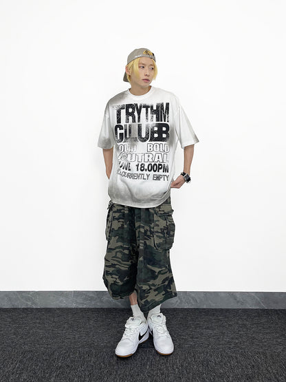 Tie Dye Letter Dirty Short Sleeve T-Shirt WN24253