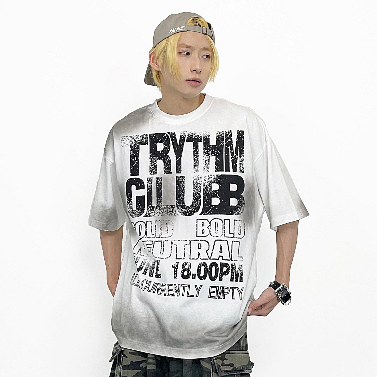 Tie Dye Letter Dirty Short Sleeve T-Shirt WN24253