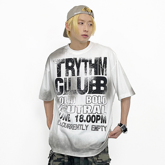 Tie Dye Letter Dirty Short Sleeve T-Shirt WN24253