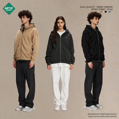 Oversize Plain Zipper Hoodie WN9971