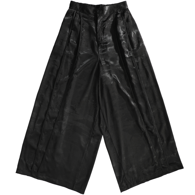 Lightweight Patterned Design Wide Leg Trousers WN20192