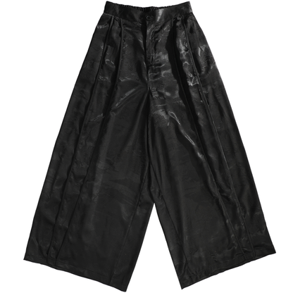 Lightweight Patterned Design Wide Leg Trousers WN20192