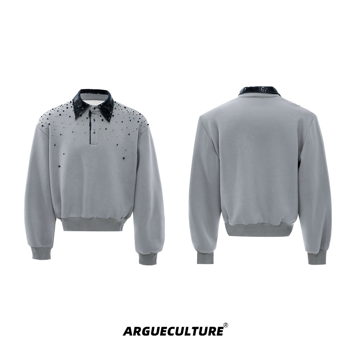 Pearl Sequin Long Sleeve Polo Shirt WN21217