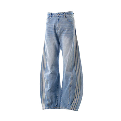 Washed Whisker Pin Tuck Wide Leg Denim Jeans WN26126