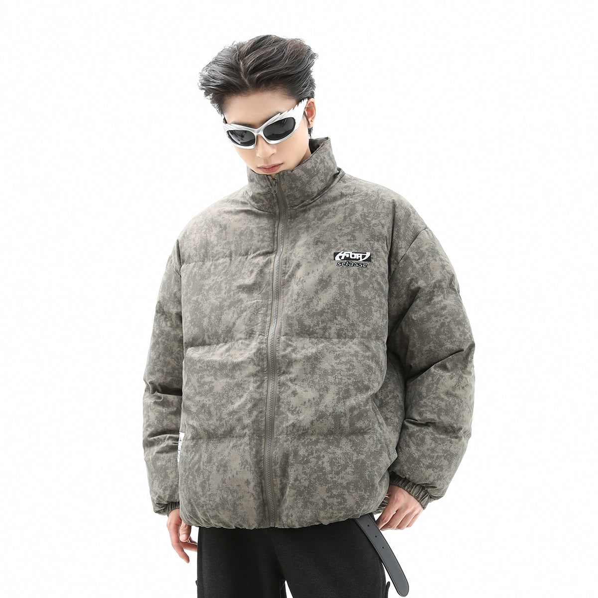 Tie-Dye Camouflage Standing-Neck Puffer Jacket WN10462