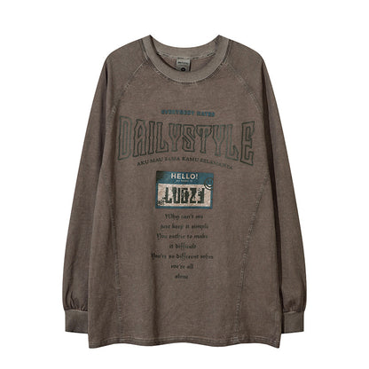 Letter Print Oversize Long Sleeve T-Shirt WN11164