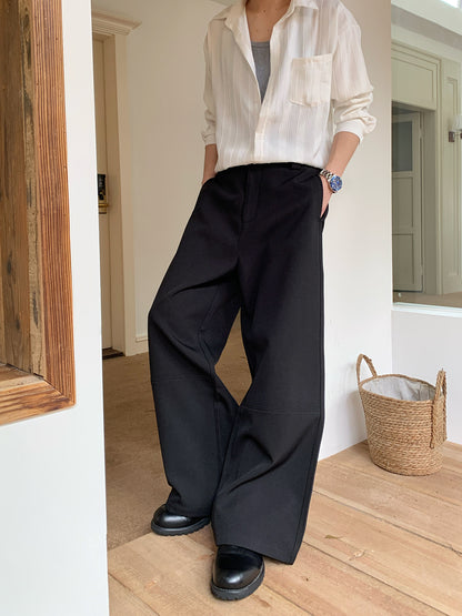 Wide Leg Pleats Seam Trousers WN24925
