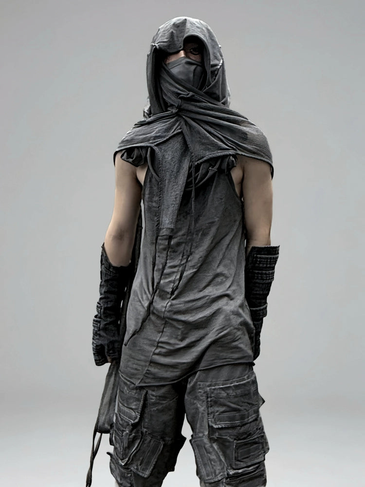 Asymmetric Layered Washed Short Sleeve T-Shirt WN21983