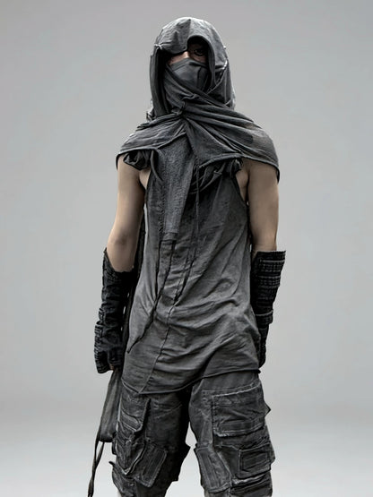 Asymmetric Layered Washed Short Sleeve T-Shirt WN21983