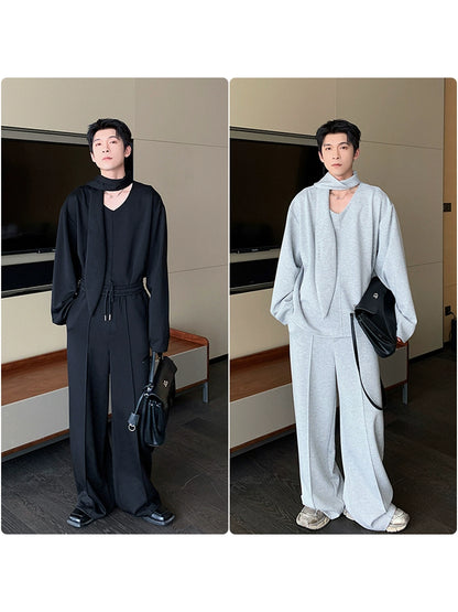 V-Neck Long Sleeve T-Shirt & Sporty Pants Setup WN20405