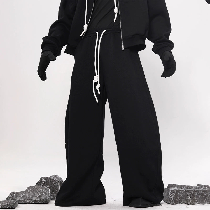 Plain Design Drawstring Wide Leg Sweatpants WN18618