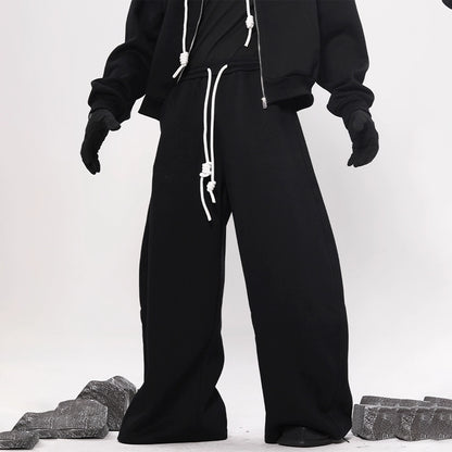 Plain Design Drawstring Wide Leg Sweatpants WN18618