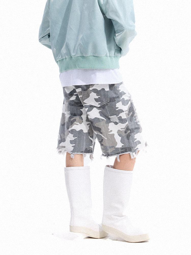 Camouflage Damage Denim Half Pants WN27157