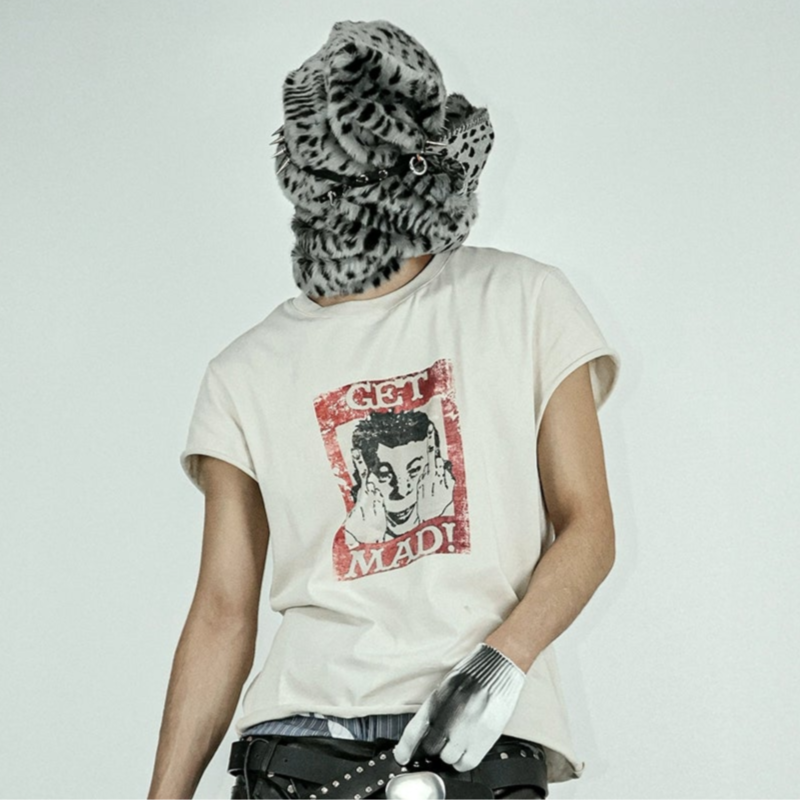 Graphic Print Frayed Short Sleeve T-Shirt WN20831