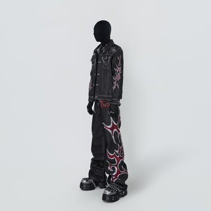 Rinestone Design Wide Leg Pants Setup WN24296 WN24296-K