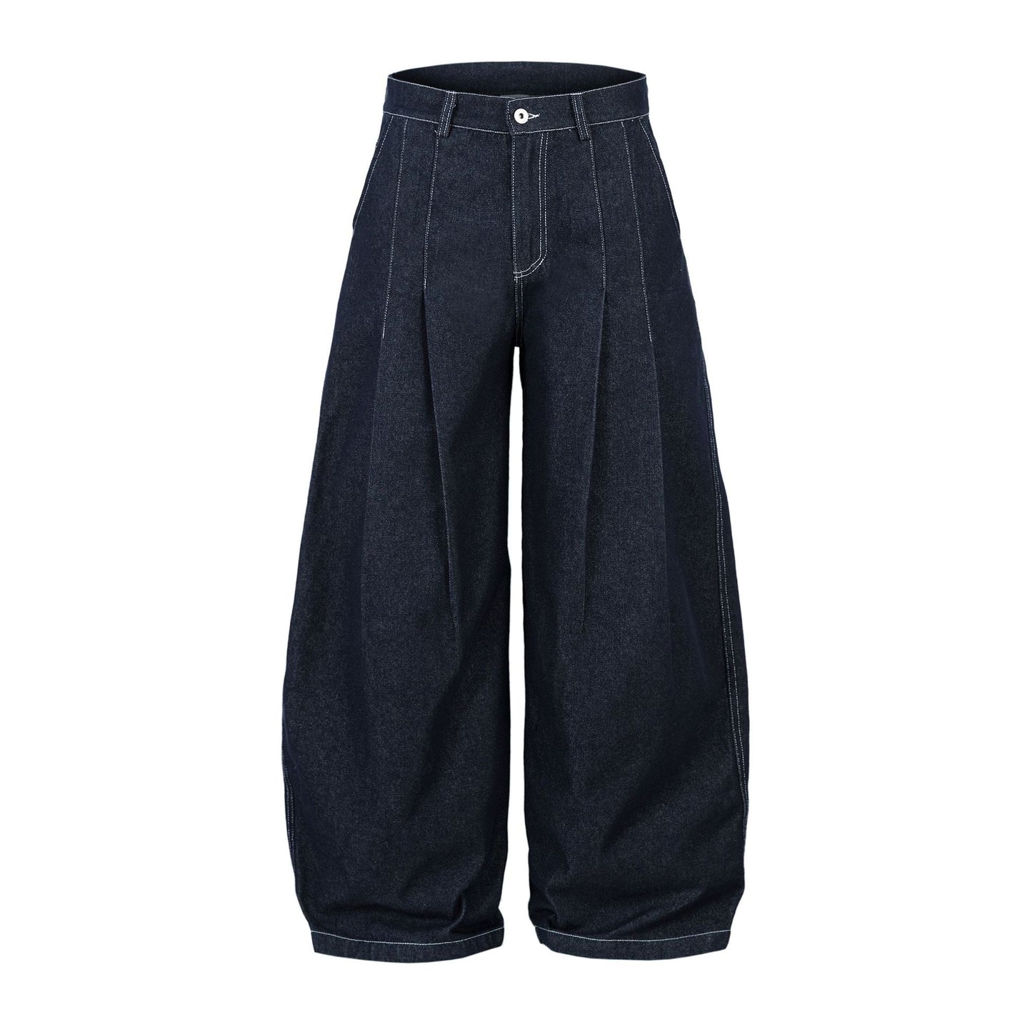 Washed Wide Leg Curved Denim Jeans WN13088