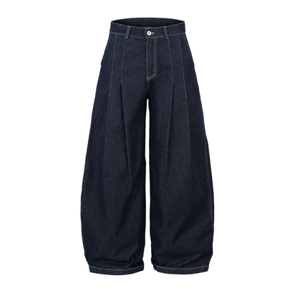 Washed Wide Leg Curved Denim Jeans WN13088