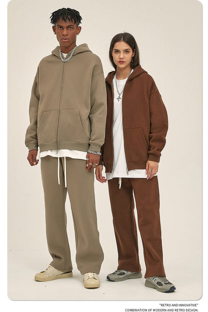 Oversize Heavyweight Zipper Hoodie & Heavyweight Sweatpants Setup WN6640-K