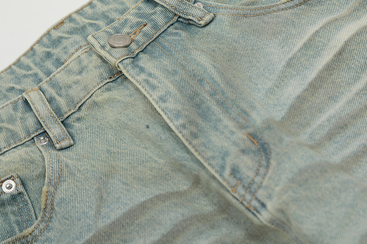 Washed Wide Leg Curved Denim Jeans WN23032