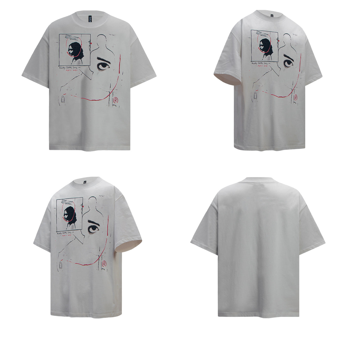 Washed Portrait Print Oversize Short Sleeve T-Shirt WN26384
