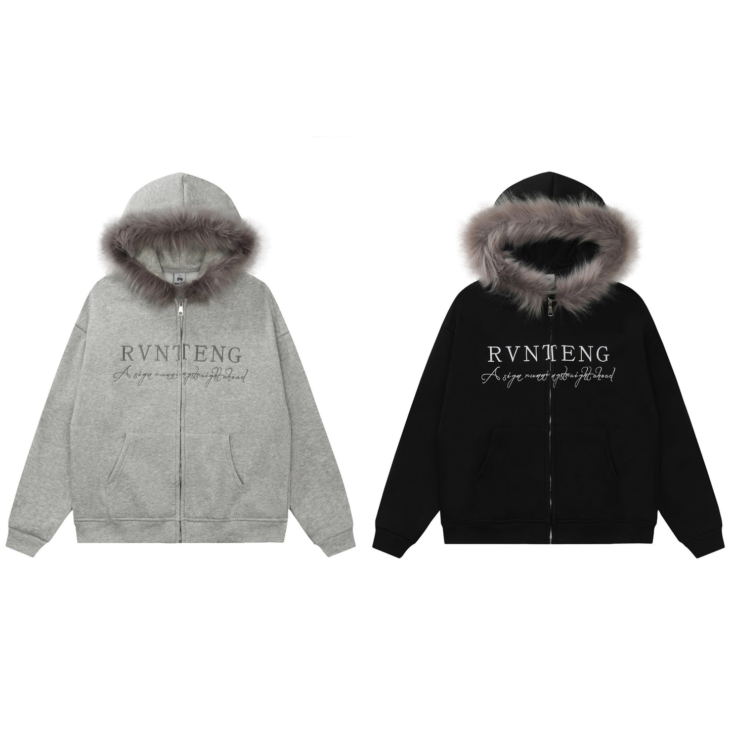 Fleece Lining Fake Fur Zipper Hoodie WN11103