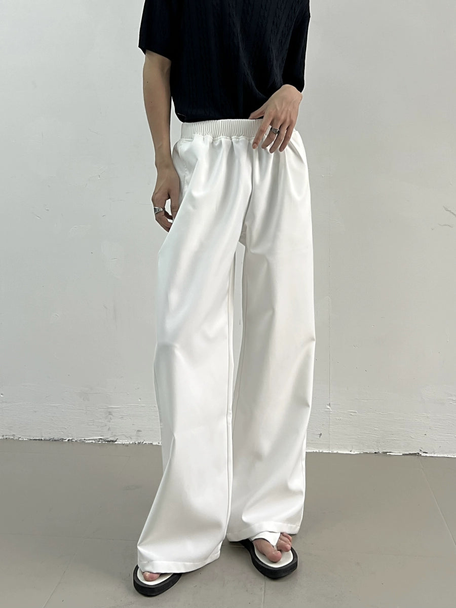 Plan Elastic Waist Wide-Leg Straight Pants WN7406