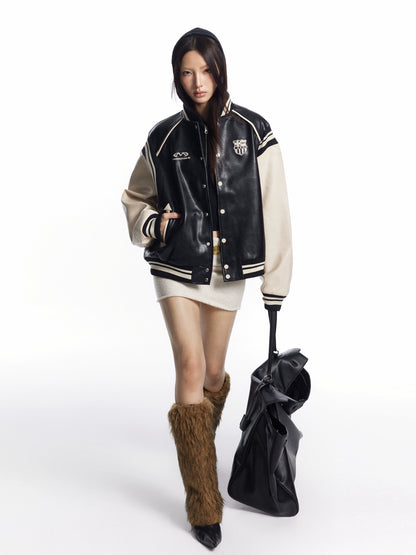 PU Leather Baseball Jacket WN8336