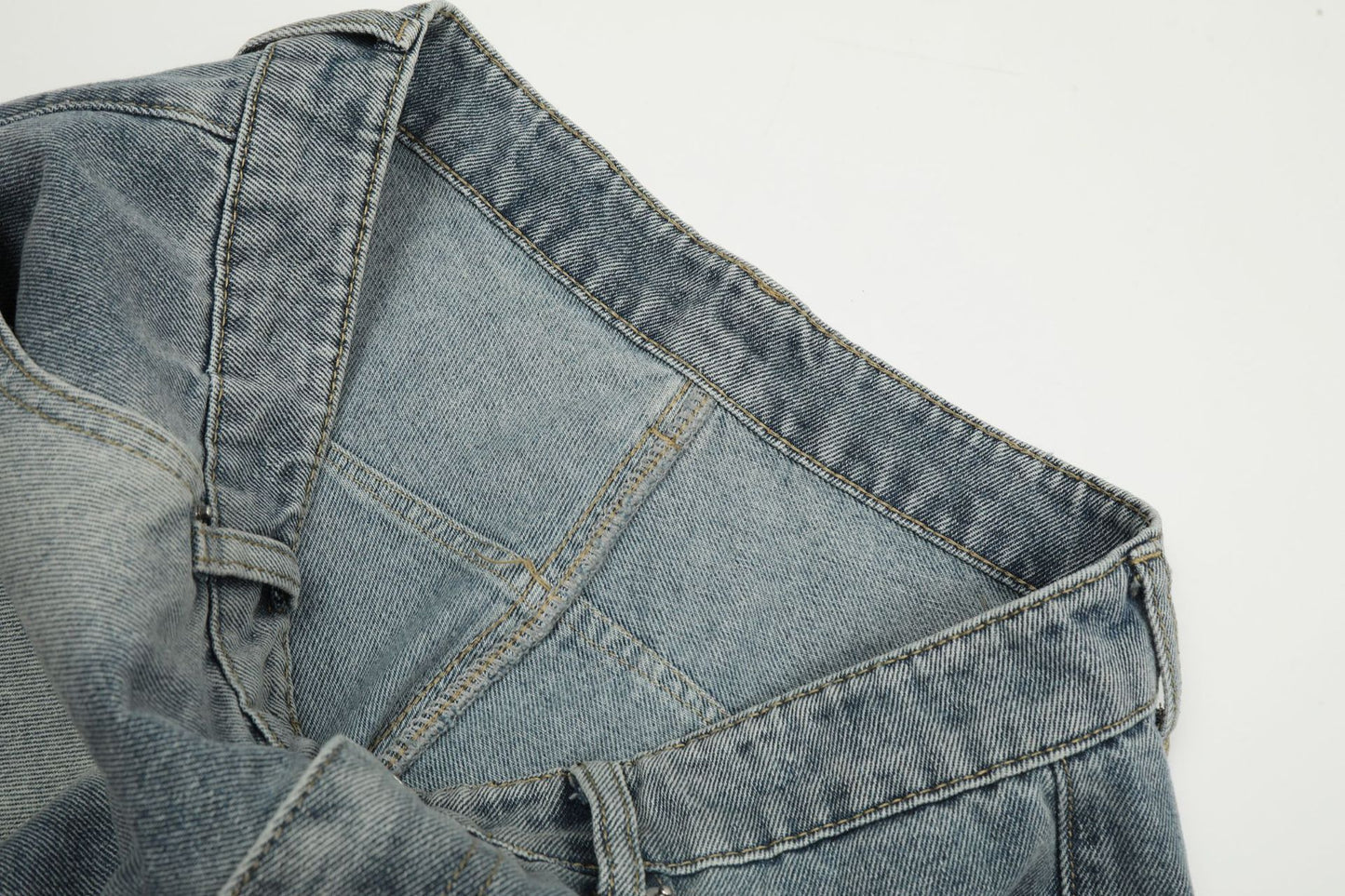 Washed Deconstruction Wide Leg Denim Half Jeans WN26112