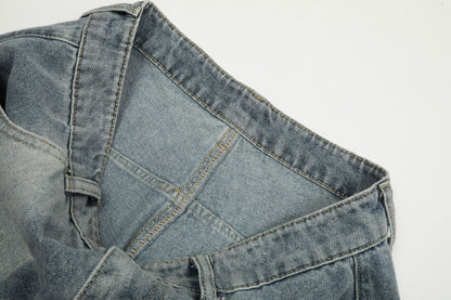 Washed Deconstruction Wide Leg Denim Half Jeans WN26112