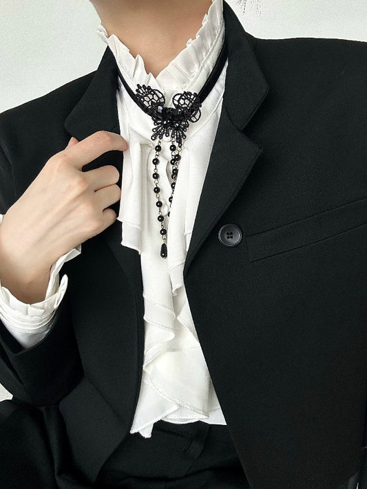 Long Tassel Lace Pendant Choker WN19656