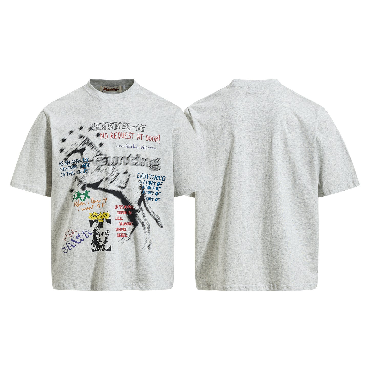 Illustration Letter Print Short Sleeve T-Shirt WN25402