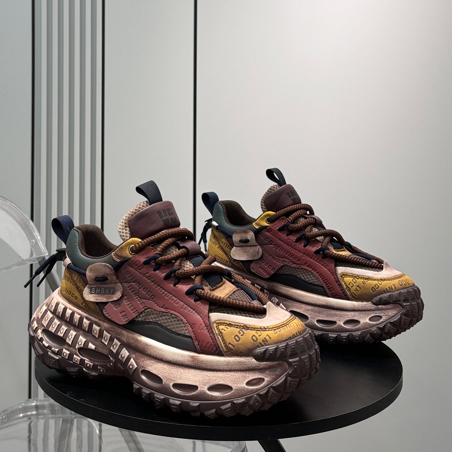 Emboss Rope Thick Sole Dad Sneakers WN24766