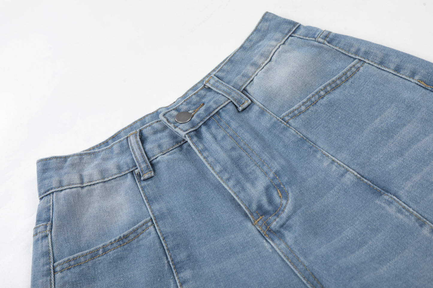 Washed Letter Print Wide Leg Denim Jeans WN25563