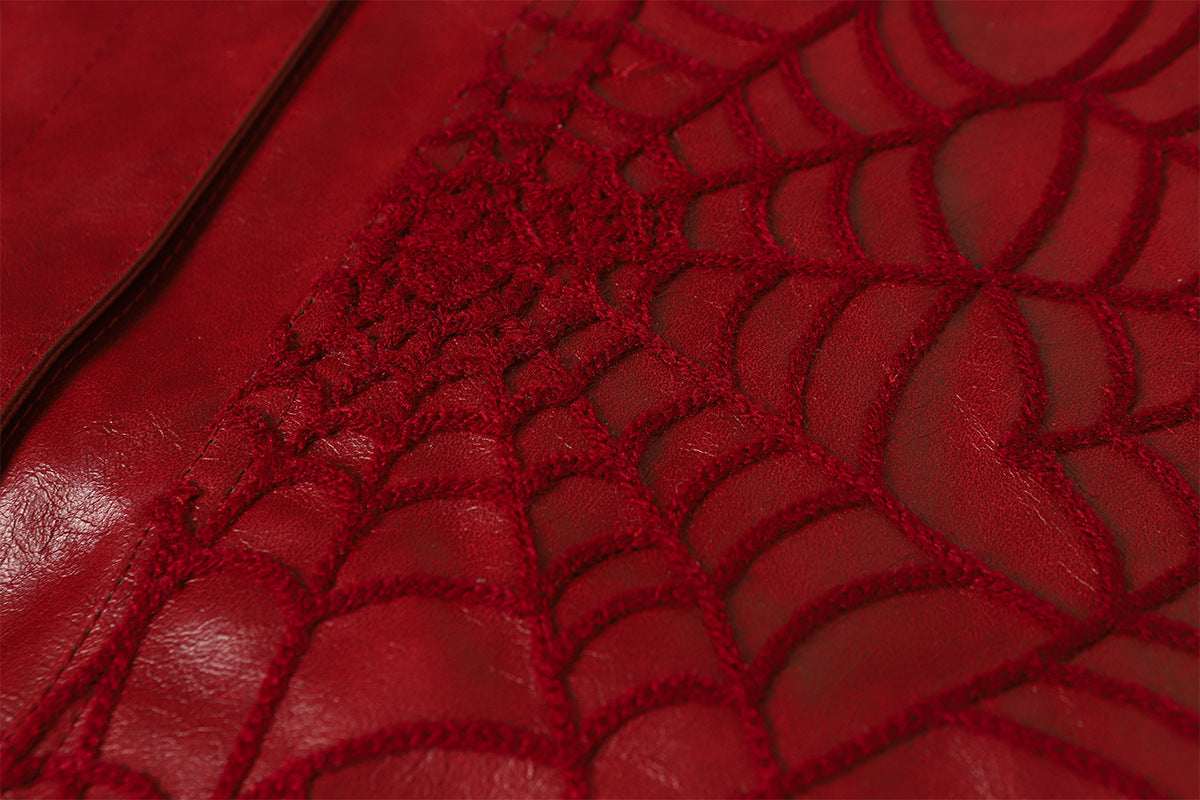 Snap-Button Emboss PU Leather Jacket &PU Leather Wide Leg Pants Setup WN23095-K