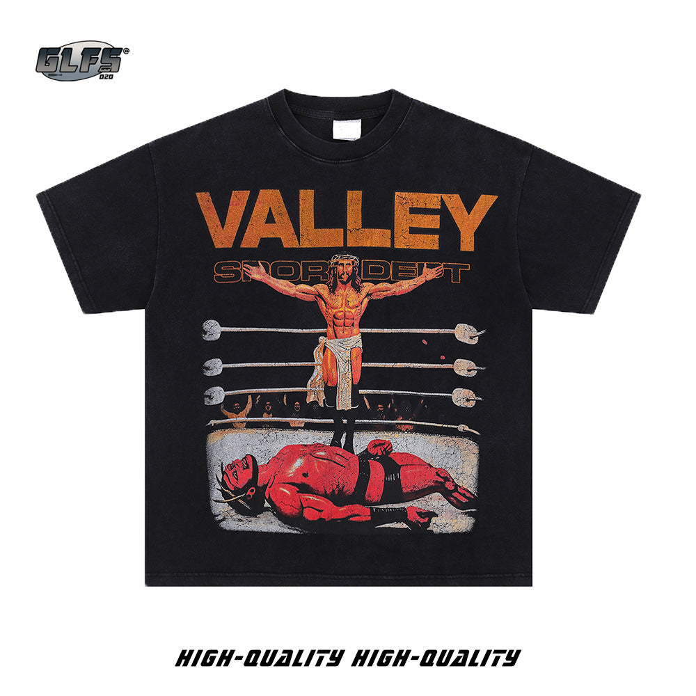 Wrestling Print Graphic Short Sleeve T-Shirt WN26458