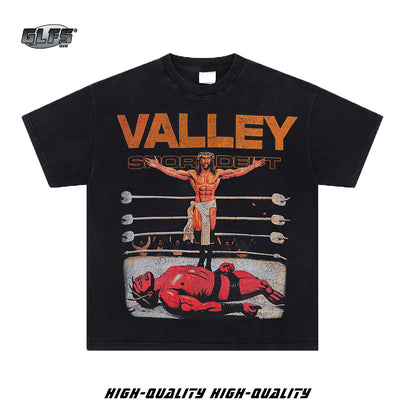 Wrestling Print Graphic Short Sleeve T-Shirt WN26458