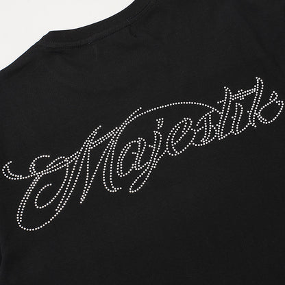Planet Graphic Rhinestone Letter Short Sleeve T-Shirt WN28109