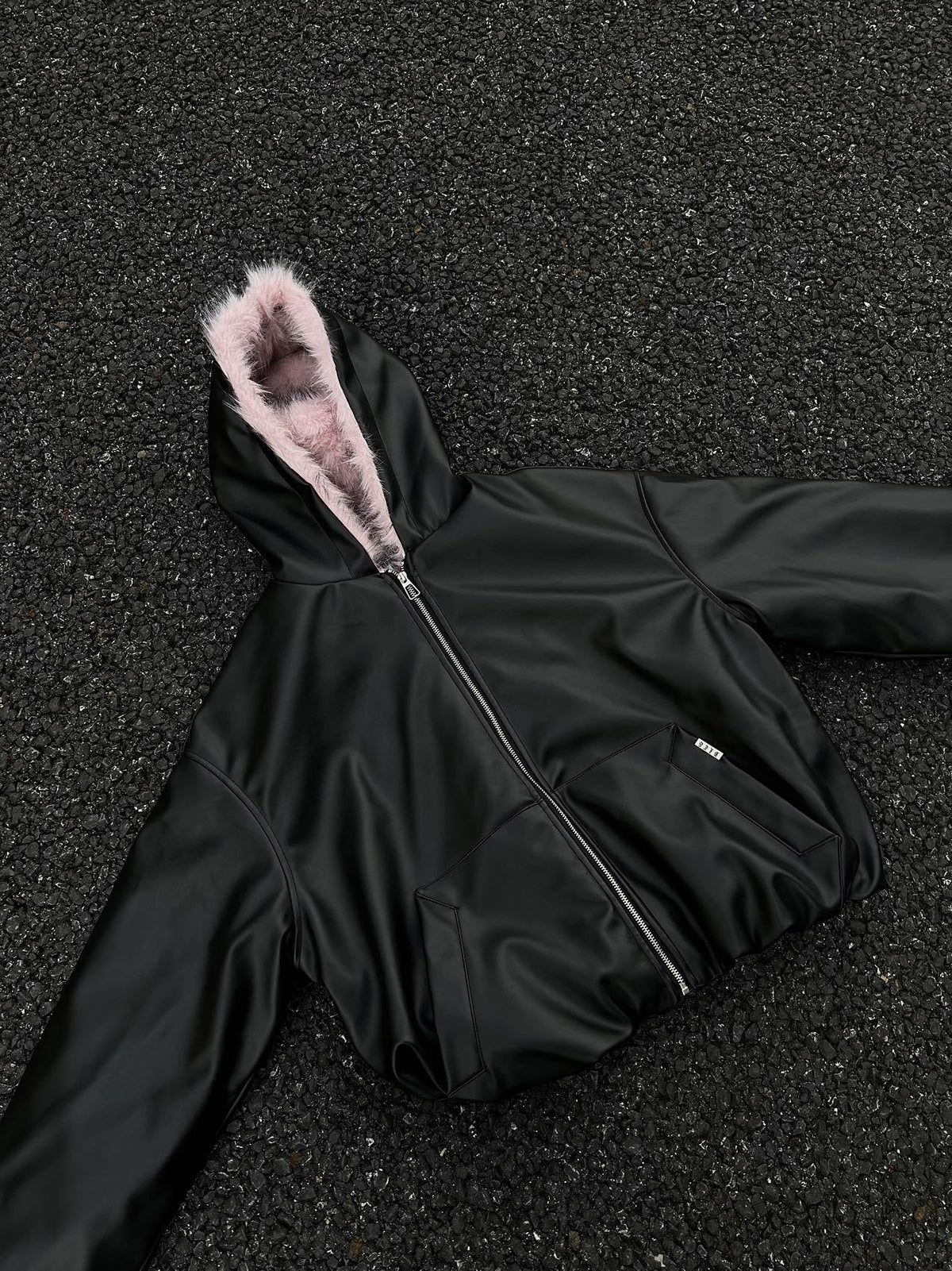 Fake Fur Lining Hooded PU Leather Jacket WN28066
