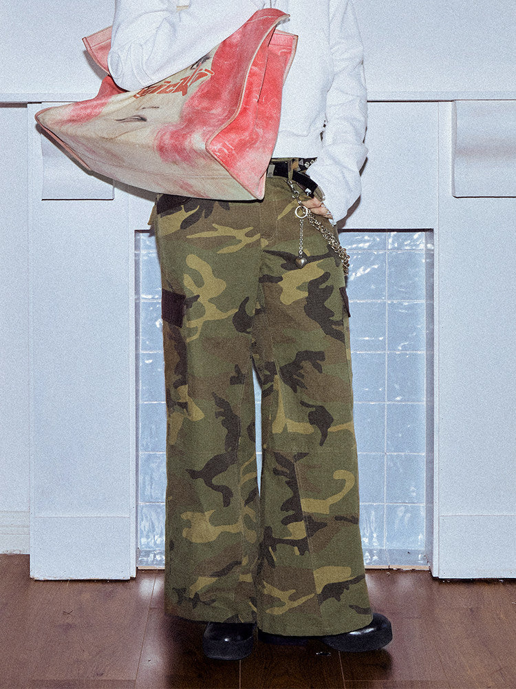 Camouflage Wide Leg Cargo Pants WN27151
