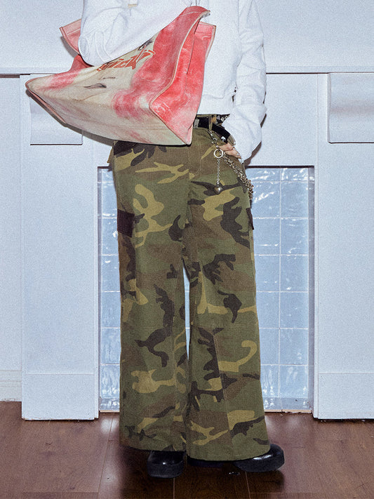 Camouflage Wide Leg Cargo Pants WN27151