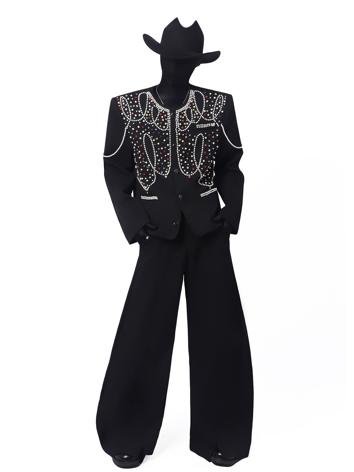 Rhinestone Pearl Decor Tailored Jacket WN23699