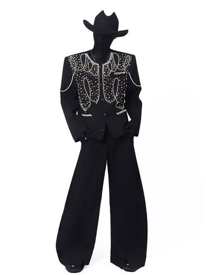 Rhinestone Pearl Decor Tailored Jacket WN23699