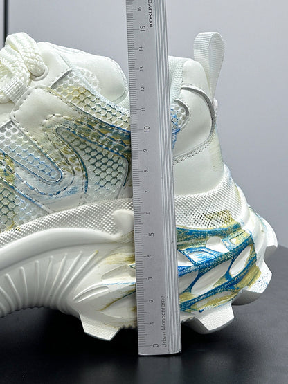 Paint Mesh Design Chunky Sole Sneakers WN24662
