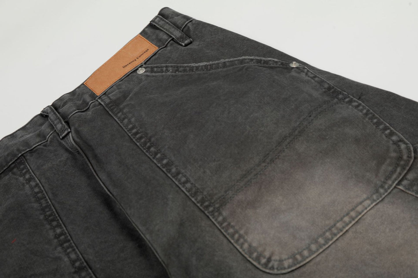 Washed Fade Curved Seam Wide Leg Denim Jeans WN25849