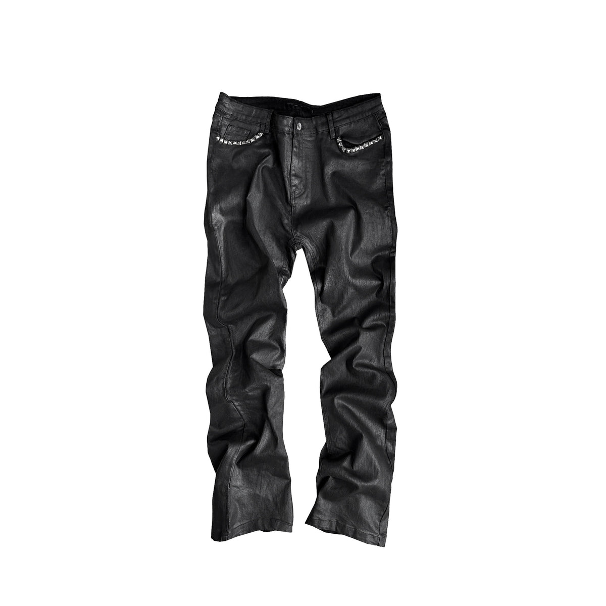 Pocket Rivet Wax Finish Straight Denim Jeans WN27079