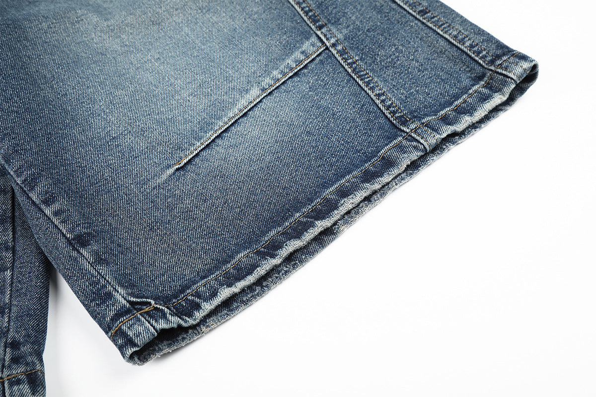 Deconstruction Patchwork Wide Leg Half Denim Pants WN25618