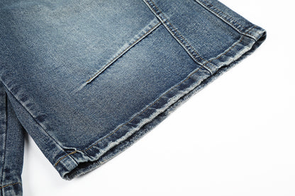Deconstruction Patchwork Wide Leg Half Denim Pants WN25618